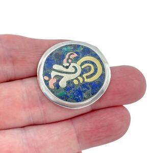 Vintage Mexico Nestor Taxco Sterling Silver 925 Crushed Stone Brooch